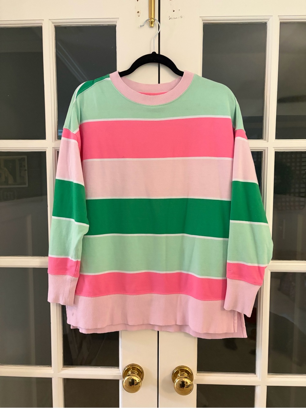 crown & ivy Pink, Mint & Light Pink Striped Sweatshirt
